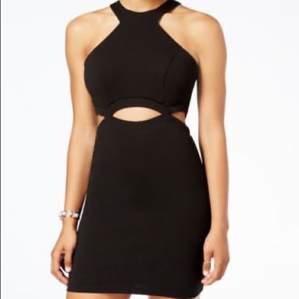 Macy’s Speechless Black Bodycon Mini Dress with Cutouts at Hip